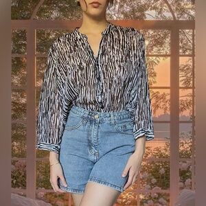 Vintage Zebra Print Button-Up by Chico's size 2